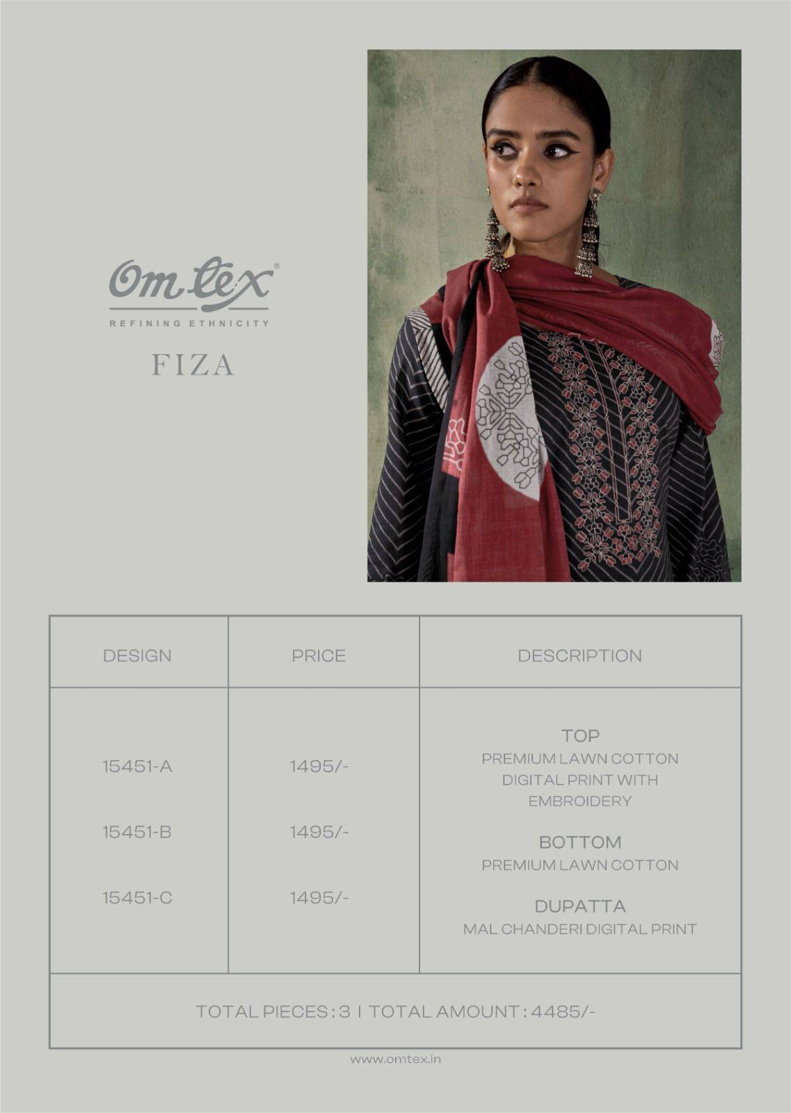 FIZA By OMTEX 15451 A TO 15451 C Beautiful Festive Suits Stylish Colorful Fancy Casual Wear & Ethnic Wear PREMIUM COTTON Dresses At Wholesale Price